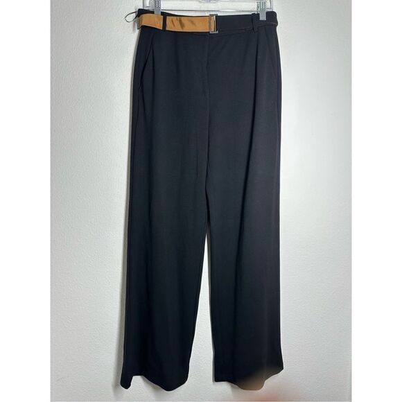 Comma, Black Straight Leg Viscose Blend Women’s Pants Trousers Belted Size 8 EUC - Picture 1 of 16